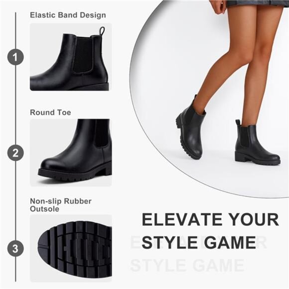 Women's 9607 Chelsea Ankle Boots Pull-On Booties for Women - Picture 5 of 7